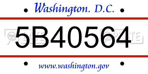 5B40564 District Of Columbia License Plate
