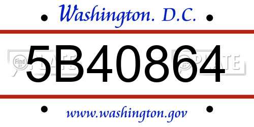 5B40864 District Of Columbia License Plate