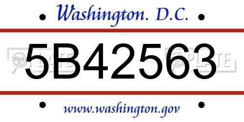 5B42563 District Of Columbia License Plate