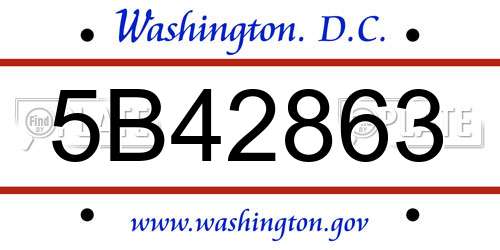 5B42863 District Of Columbia License Plate