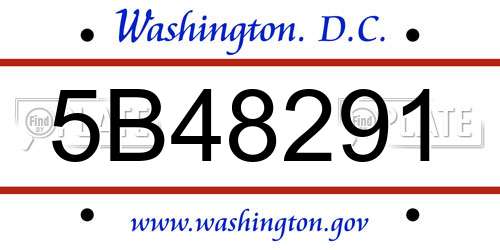 5B48291 District Of Columbia License Plate