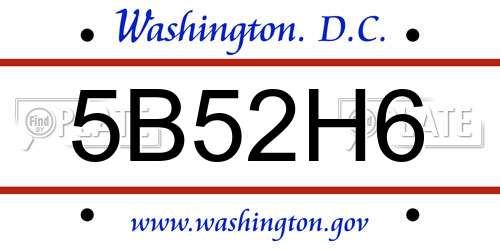 5B52H6 District Of Columbia License Plate