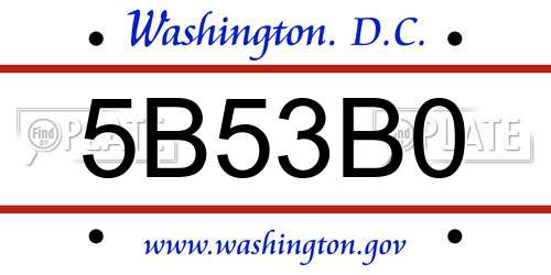 5B53B0 District Of Columbia License Plate