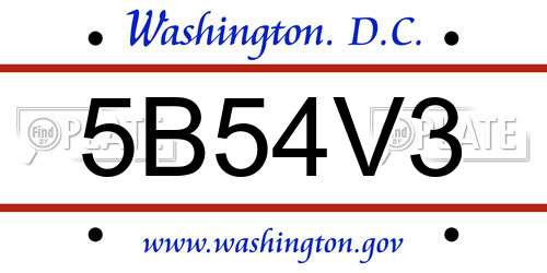 5B54V3 District Of Columbia License Plate