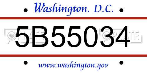 5B55034 District Of Columbia License Plate