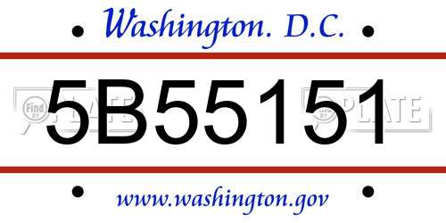 5B55151 District Of Columbia License Plate