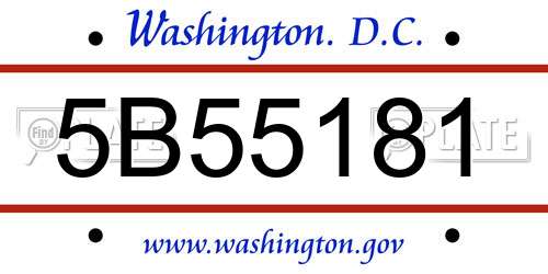 5B55181 District Of Columbia License Plate