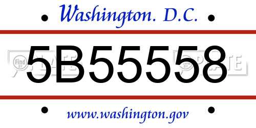 5B55558 District Of Columbia License Plate