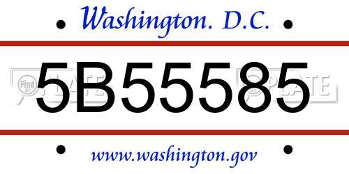 5B55585 District Of Columbia License Plate