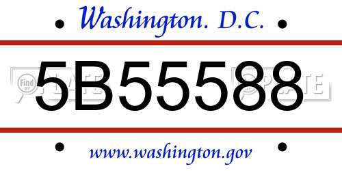 5B55588 District Of Columbia License Plate