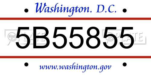 5B55855 District Of Columbia License Plate