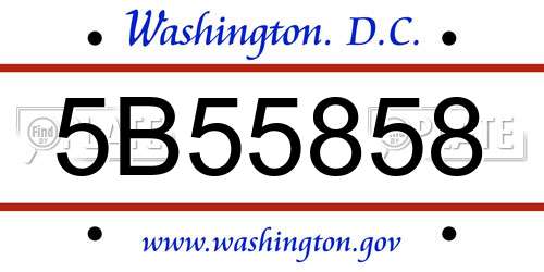 5B55858 District Of Columbia License Plate