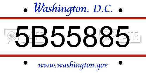 5B55885 District Of Columbia License Plate