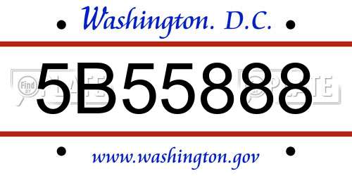 5B55888 District Of Columbia License Plate
