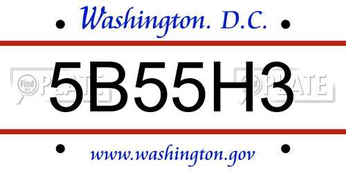 5B55H3 District Of Columbia License Plate