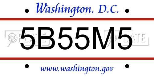 5B55M5 District Of Columbia License Plate