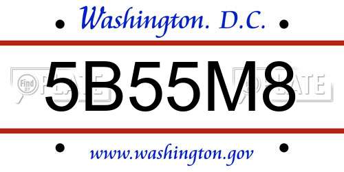 5B55M8 District Of Columbia License Plate