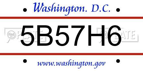 5B57H6 District Of Columbia License Plate