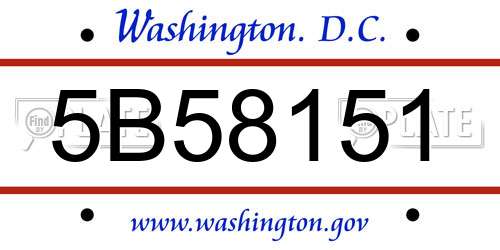 5B58151 District Of Columbia License Plate