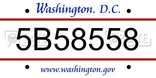 5B58558 District Of Columbia License Plate