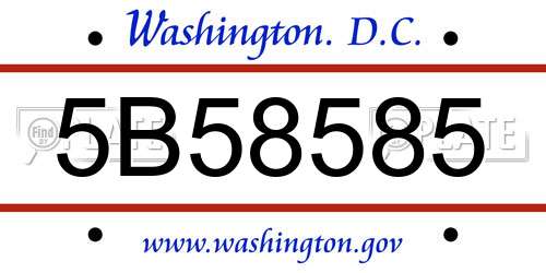5B58585 District Of Columbia License Plate
