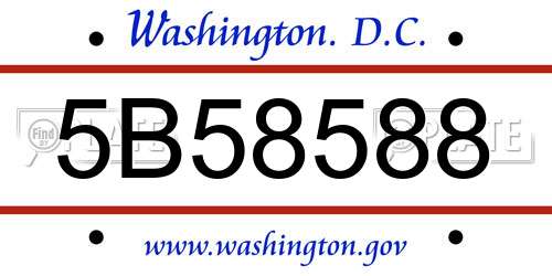 5B58588 District Of Columbia License Plate