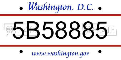 5B58885 District Of Columbia License Plate