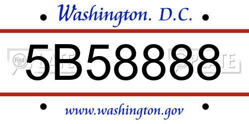 5B58888 District Of Columbia License Plate
