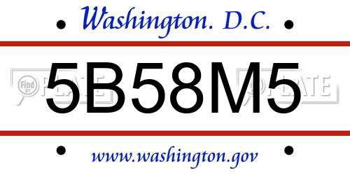 5B58M5 District Of Columbia License Plate