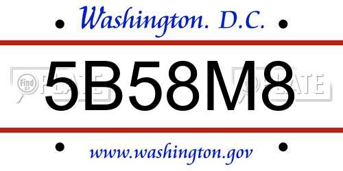 5B58M8 District Of Columbia License Plate