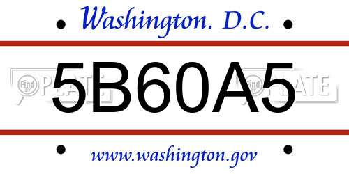 5B60A5 District Of Columbia License Plate