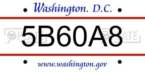 5B60A8 District Of Columbia License Plate