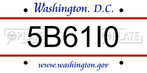 5B61I0 District Of Columbia License Plate