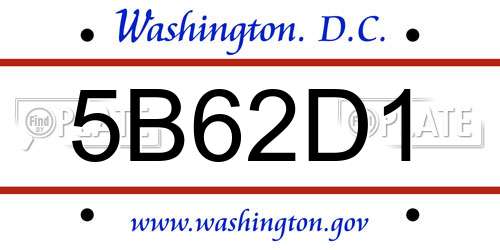 5B62D1 District Of Columbia License Plate