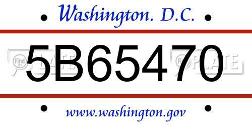 5B65470 District Of Columbia License Plate