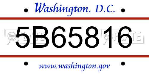 5B65816 District Of Columbia License Plate