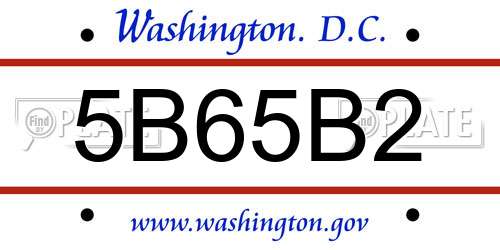 5B65B2 District Of Columbia License Plate