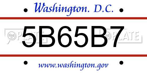 5B65B7 District Of Columbia License Plate