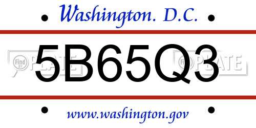 5B65Q3 District Of Columbia License Plate