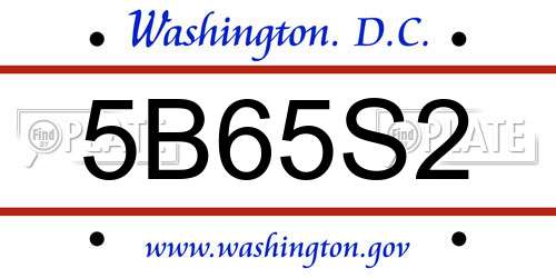 5B65S2 District Of Columbia License Plate