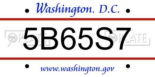 5B65S7 District Of Columbia License Plate