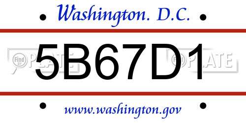 5B67D1 District Of Columbia License Plate