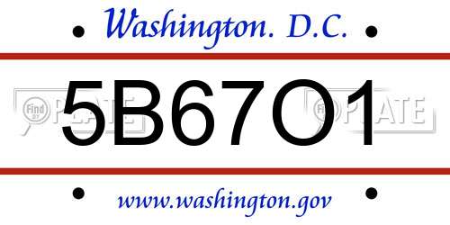 5B67O1 District Of Columbia License Plate