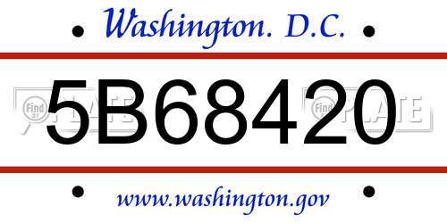 5B68420 District Of Columbia License Plate