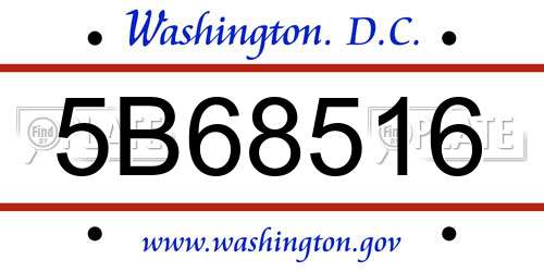 5B68516 District Of Columbia License Plate