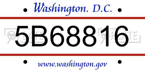 5B68816 District Of Columbia License Plate