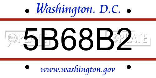 5B68B2 District Of Columbia License Plate