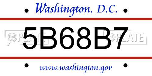 5B68B7 District Of Columbia License Plate