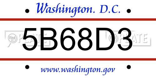 5B68D3 District Of Columbia License Plate