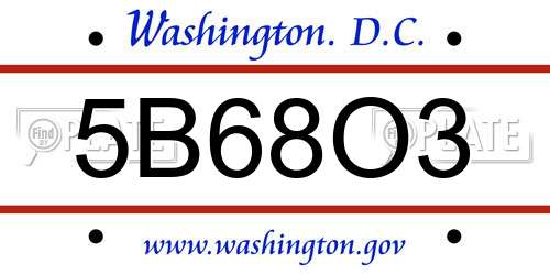 5B68O3 District Of Columbia License Plate